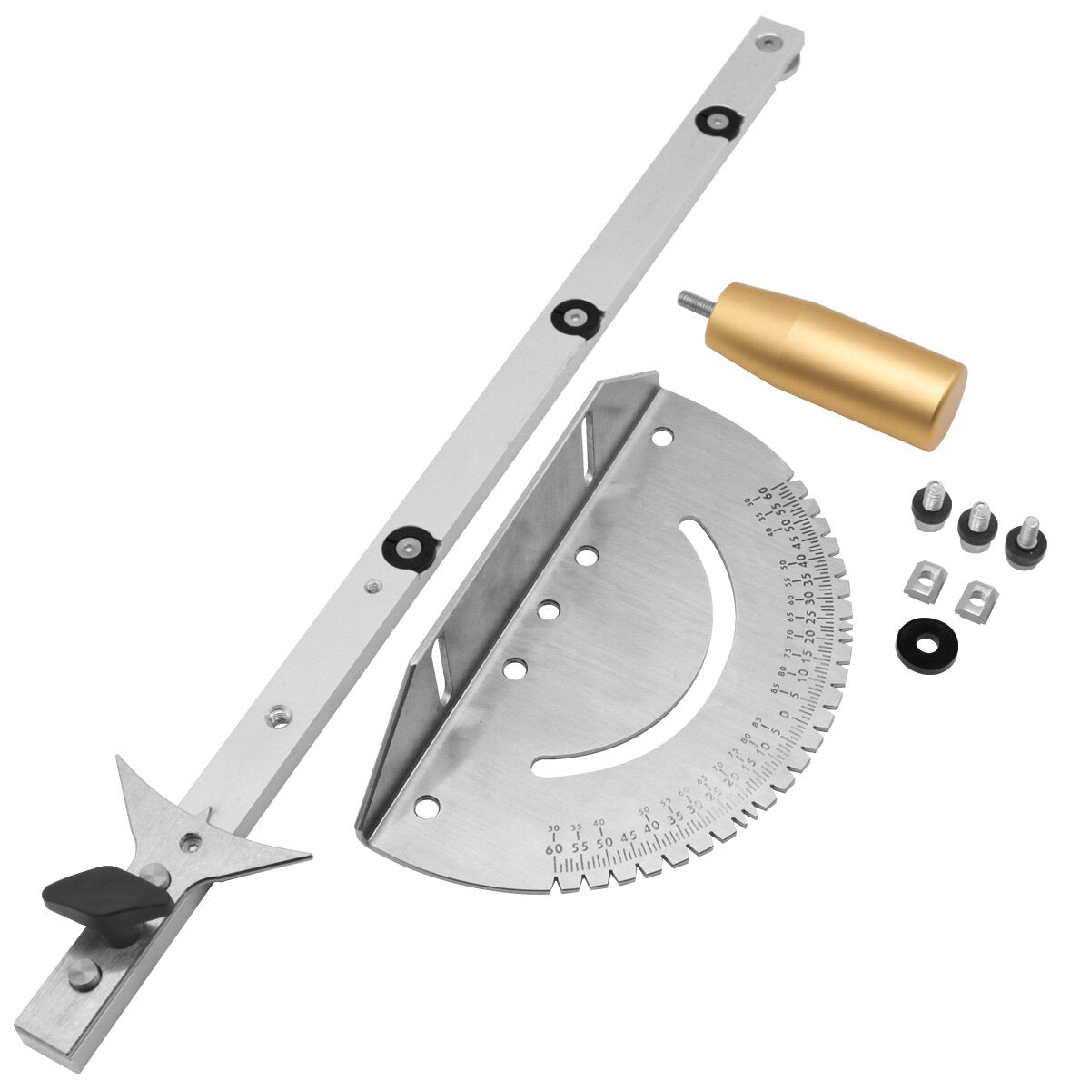 Universal Precision Miter Gauge for Table Saws - Compatible with Dewei 744/745, Haiwei, Steel Saws, 27 Angle Stops