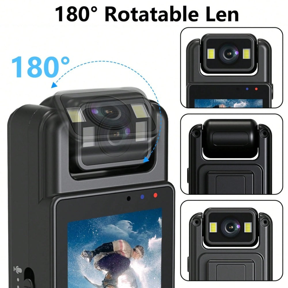 1080P Outdoor Action Camera with 1.3" LCD, Night Vision, WiFi, 128GB Card, Mini Wearable Video Recorder