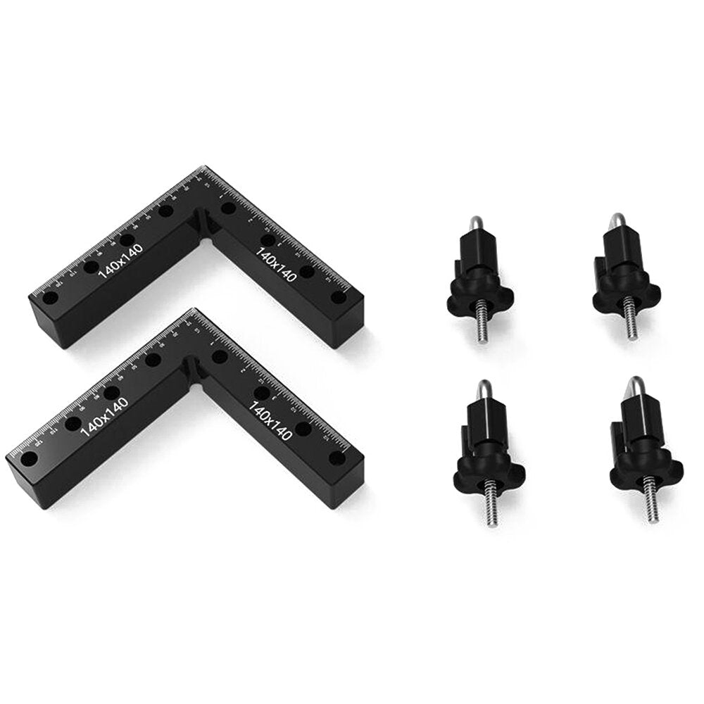 90° Aluminum Alloy Ruler Set - Dual Scale (Imperial & Metric), Durable, User-Friendly, Includes 4 Clamp Sleeves