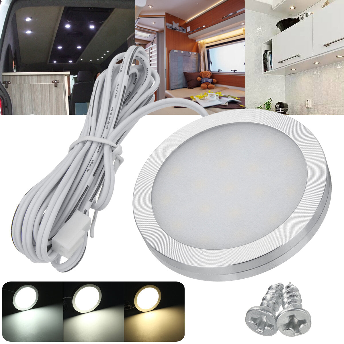 12V Interior LED Spot Light For Camper Van Caravan Motorhome T4 T5 Kitchen Cabinets Cupboard