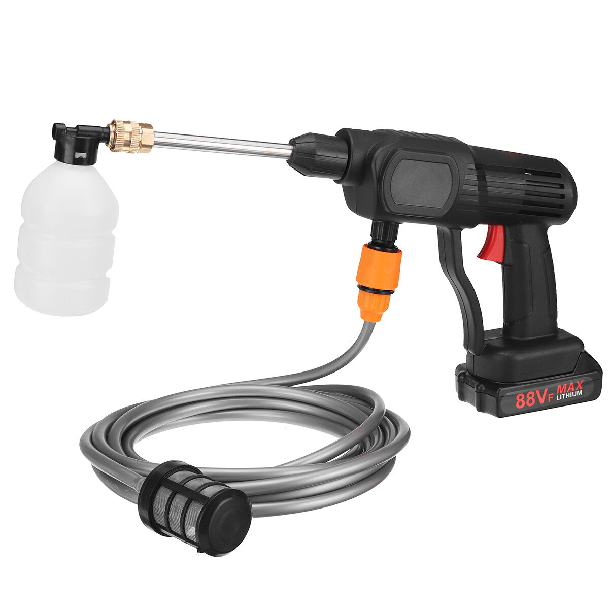 1500W 60Bar High Pressure Cordless Car Washer Spray Guns Water Cleaner 88VF Battery