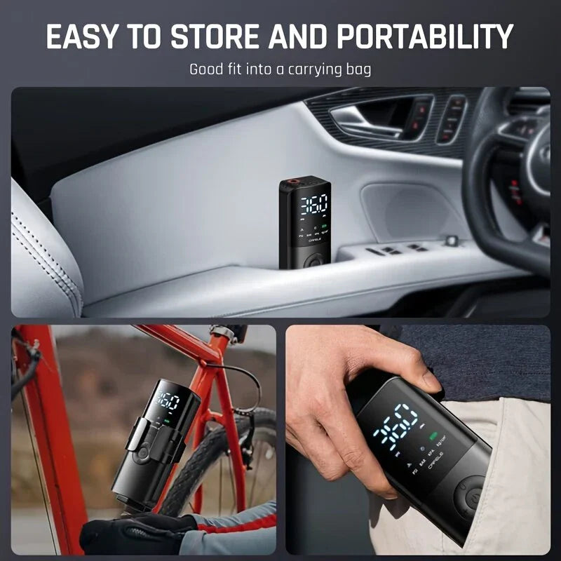 150PSI Wireless Air Pump 35W Power 4000mAh Battery Type-C LED Display 0.5KG Lightweight Mini Bike Pump for Car Bicycle Electric Scooter Basketball