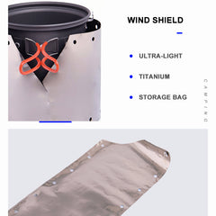 Titanium Ultra-light Wind Shield For Gas-burner Alcohol Stove Portable Folding Camping Equipment Outdoor Cooking Guard