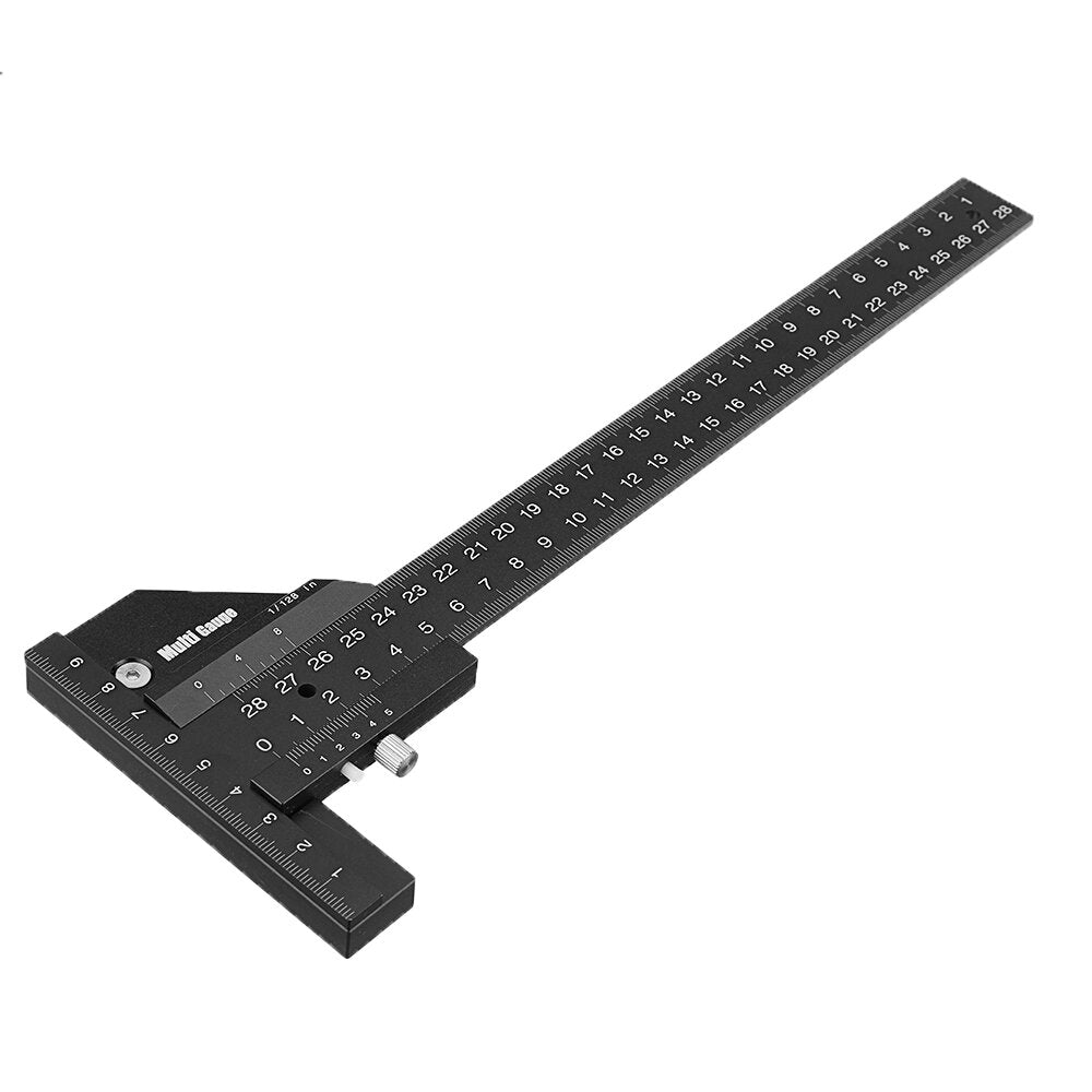 Multifunctional Woodworking Scriber Gauge - Aluminum Steel Measuring Tool for Carpentry, 11" with Inch & MM Scale