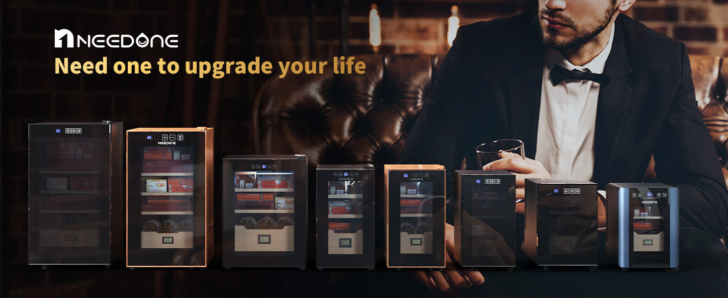 26L Electric Cigar Humidor, 200-Cigar Capacity, Heating & Cooling, Spanish Cedar Shelves, Drawer & Hygrometer