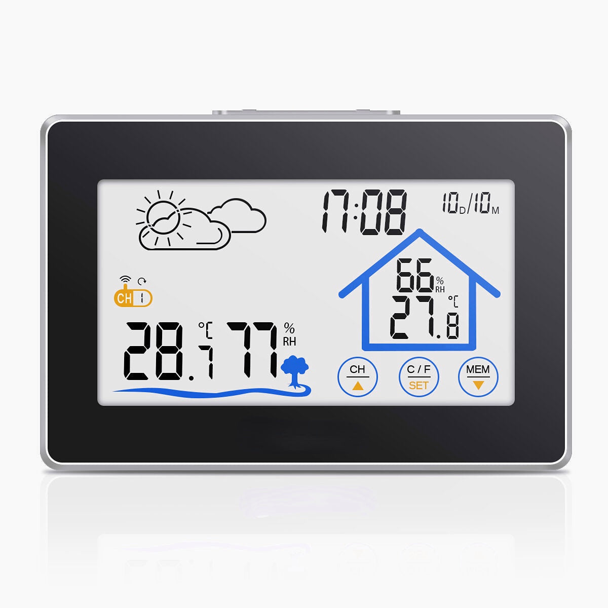 Wireless Thermometer Hygrometer Touch Screen Weather Station With Thermometer Outdoor Forecast Sensor Clock