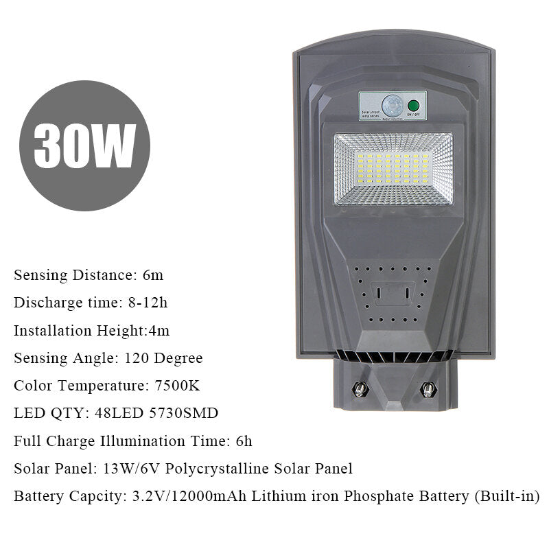 30W 60W 90W LED Solar Street Light 5730 Lamp Beads Human Body Induction + Low Light Mode White Light