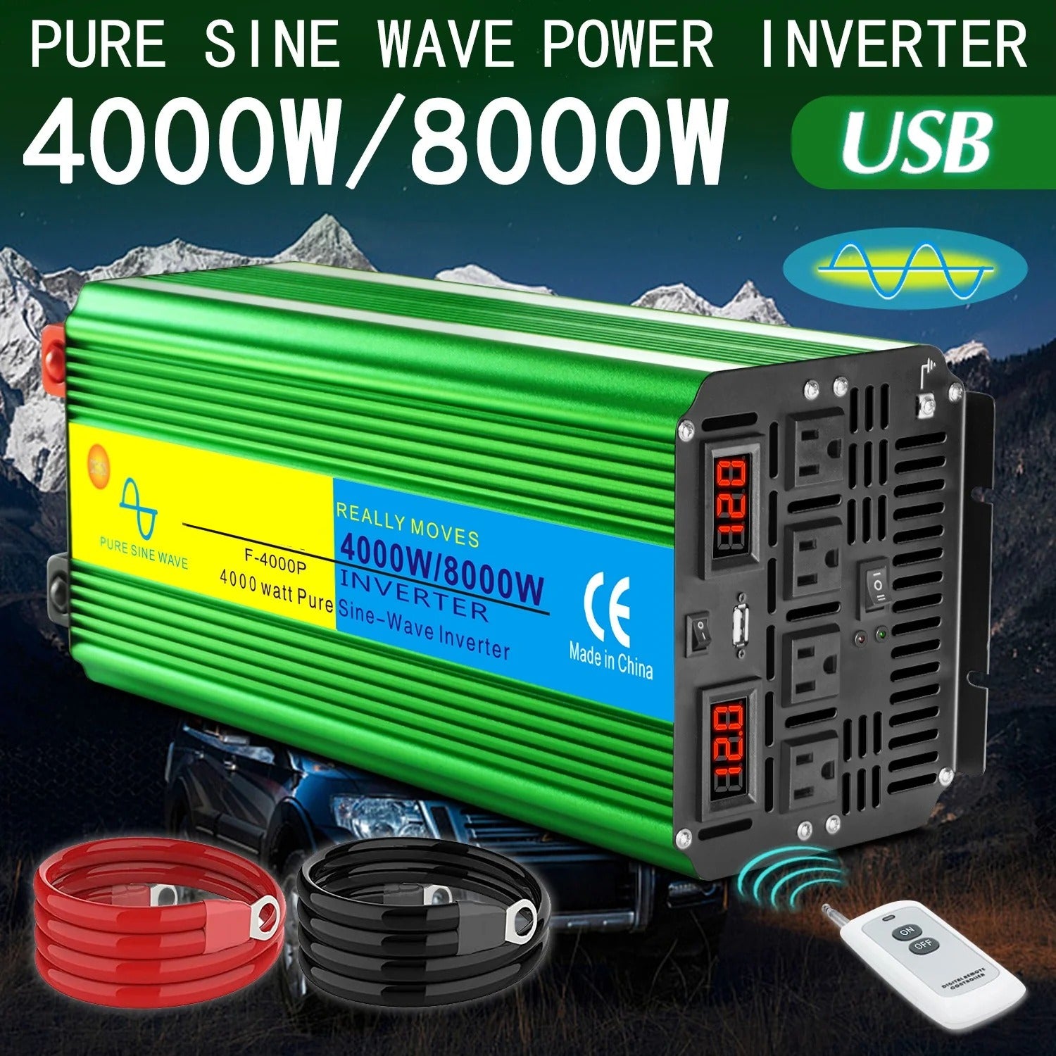 GreenZech Elite 4000W Inverter | 8000W Peak Power | Heavy-Duty Professional Pure Sine Wave Converter