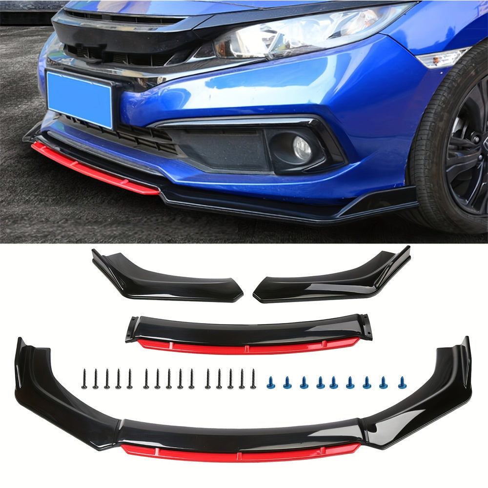 Car Front Bumper Lip Splitter Universal Aerodynamic Body Kit Spoiler Diffuser Protector Impact-Resistant Enhances Downforce Stylish