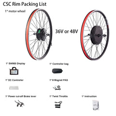 48V 1000W Direct-Drive Ebike Conversion Kit, 55km/h Ultimate Power Hub Motor Wheel Fits Marlin 4, Rockrider ST100, Riverside 120 (26"-29"/700C)