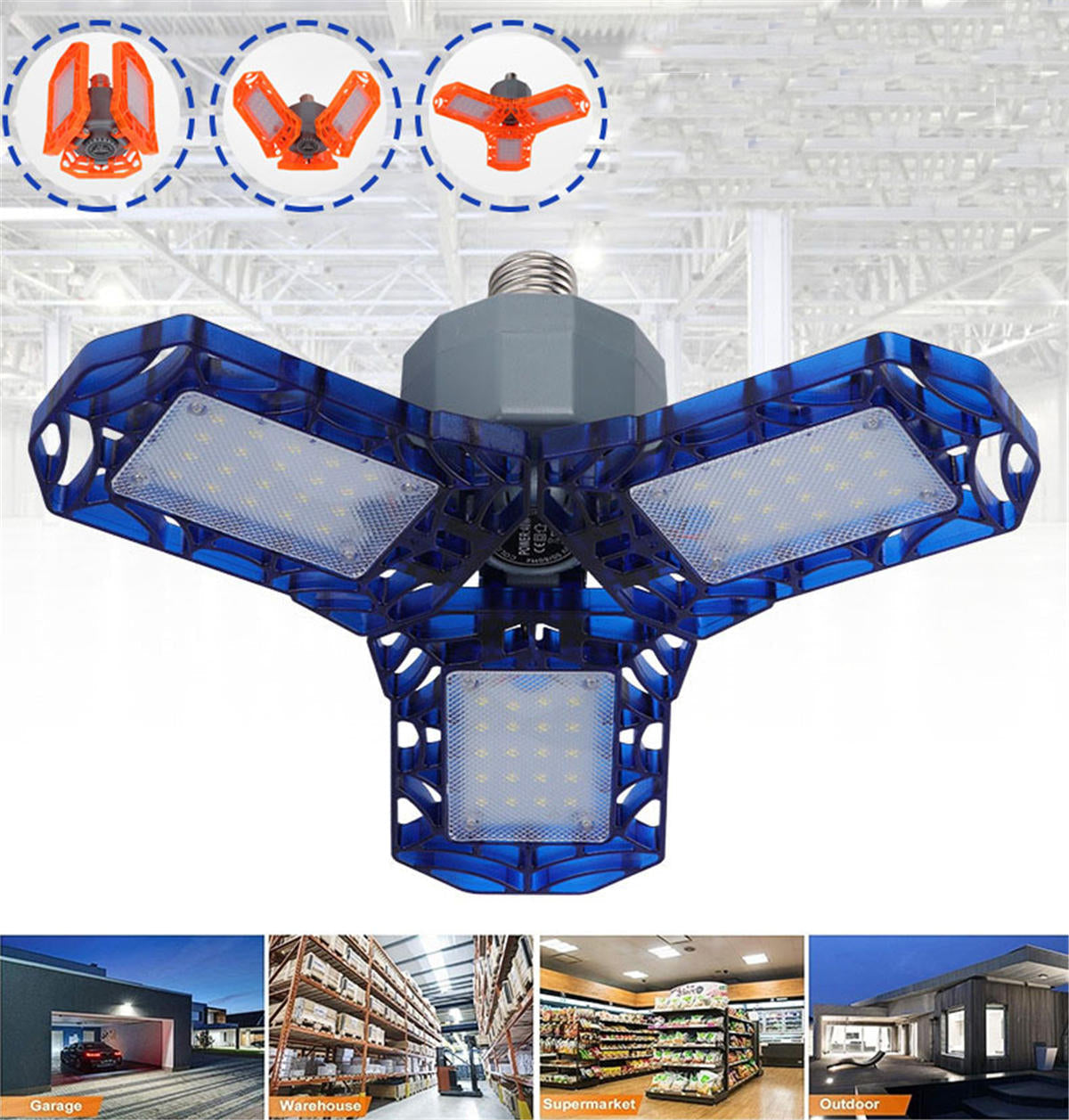 E27 LED Bulb 40W Deformable Garage Light 360Angle Foldable Ceiling Lamp AC85-265V