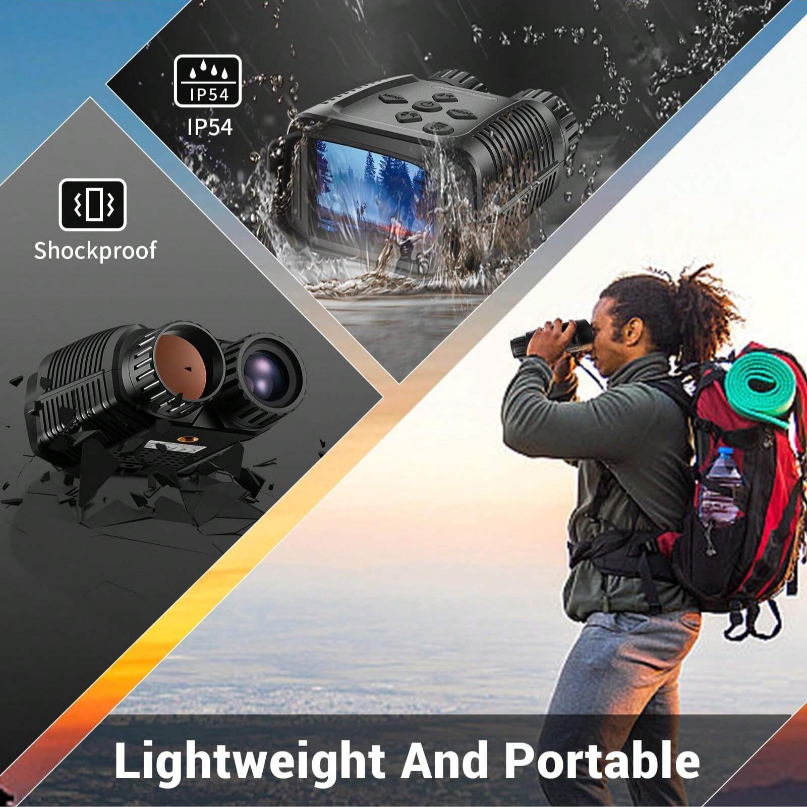 4K Night Vision Goggles with 850NM Infrared, 36MP Photos, 4K Video, 8x Zoom, 1,312ft Range, Waterproof, 32GB Card Included