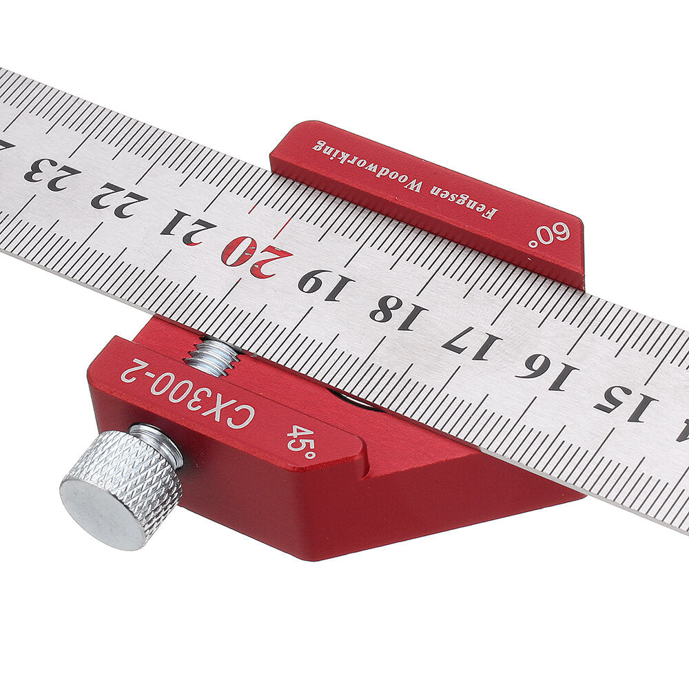 Adjustable 45/90 Degree Line Scribe Ruler - 300mm Stainless Steel & Aluminum Marking Tool for Woodworking