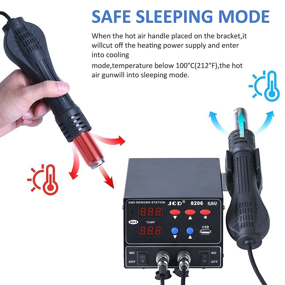 800W SMD 3 In 1 Soldering Station LED Digital Welding Rework Station