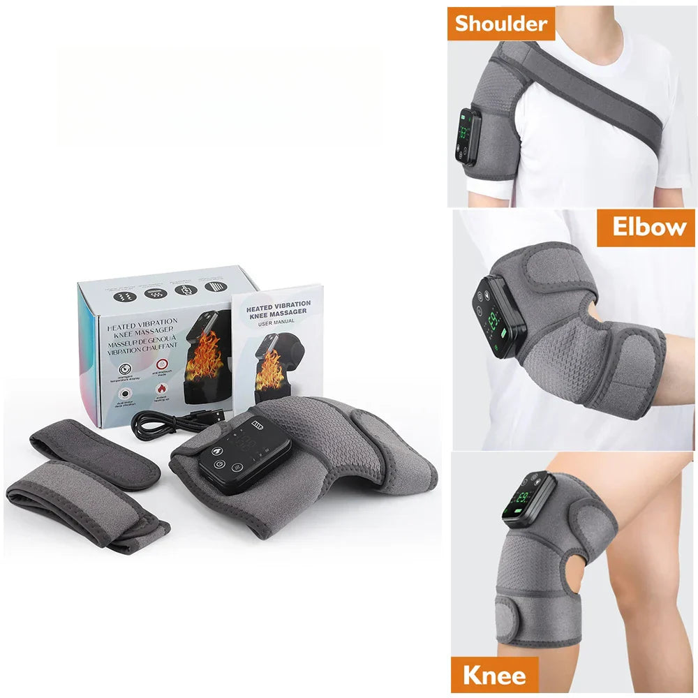 Electric Heating Shoulder Massager Pad with Vibration & Hot Compress for Knee, Elbow, & Shoulder Relief