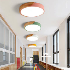 18W Ultra-thin Ceiling Light Colorful Round Acrylic LED Wood Room Ceiling Lamp