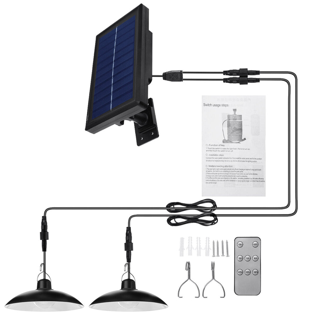 Solar LED Pendant Light Outdoor Flood Hanging Garden Lamp + Remote Waterproof White Light