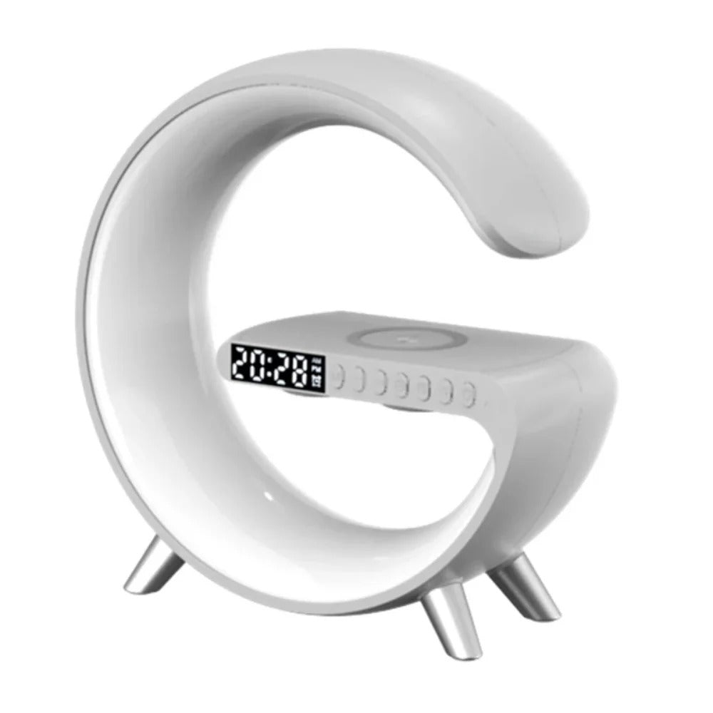 12V Wireless Charger with BT Speaker, 5W-15W Fast Charging, RGB Light, ABS Material, Black/White/Grey, 225mm Size