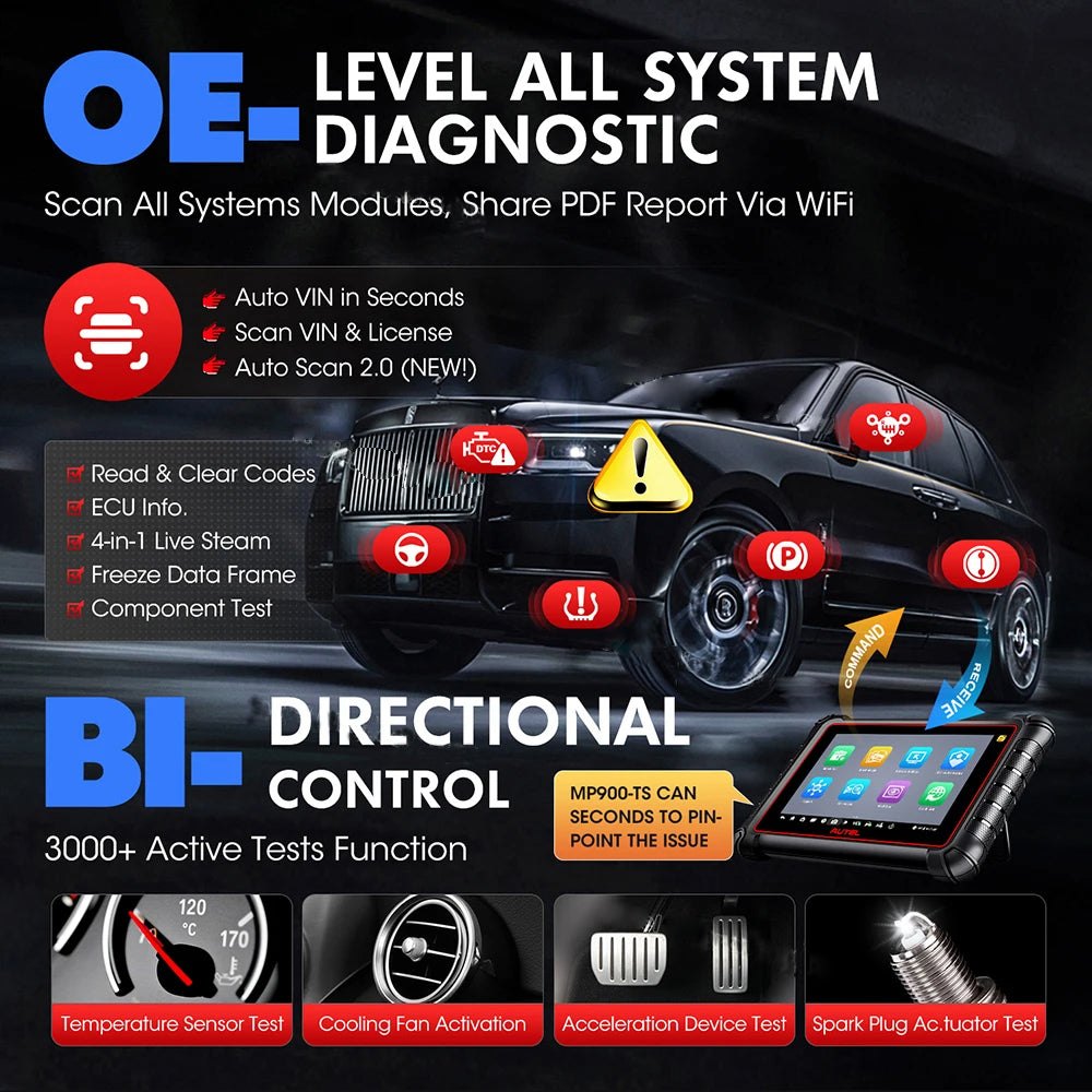 OBD2 Code Reader Car Diagnostics Scanner TPMS Programming Tools CAN FD DoIP Upgraded of MP808S TS MP900BT