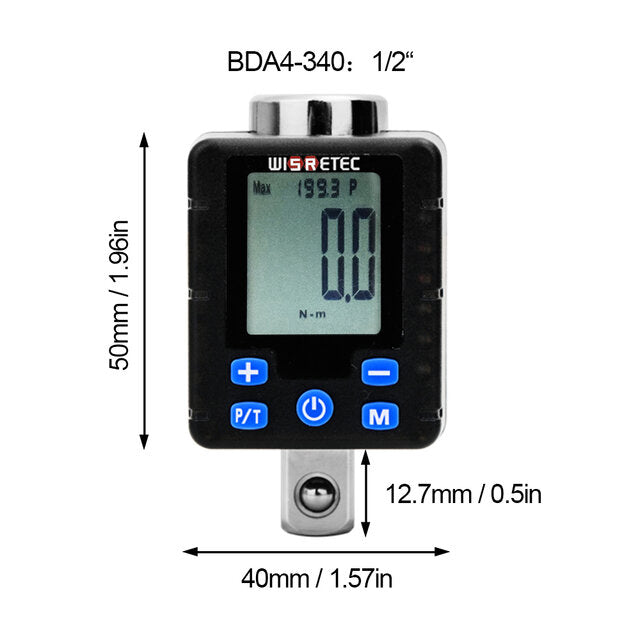 Digital Torque Wrench 0.3-340 Nm Adjustable Torque Meter Adapter Professional Electronic Torque Wrench Inspection Repair Tools