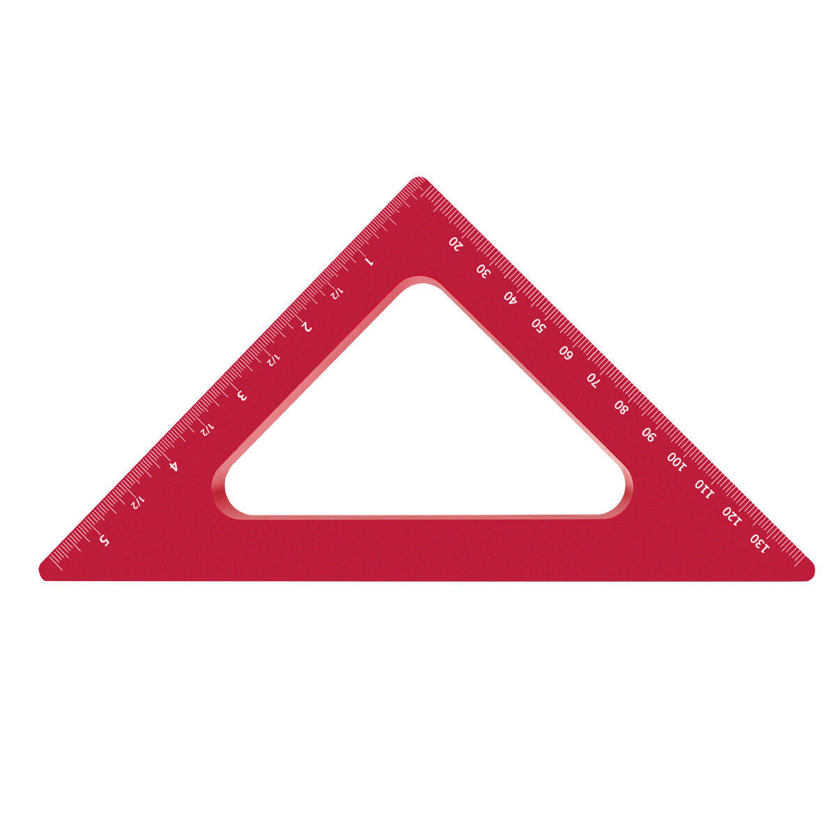 Aluminum Alloy Triangle Ruler - Laser-Engraved Scales, Compact & Portable, Anti-Rust, 45-Degree Angle, Red/Blue Options