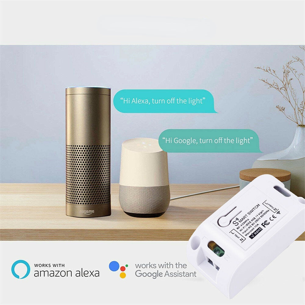 White 433Mhz Smart Push 1Gang Wireless Switch Light + 1 RF Remote Control
