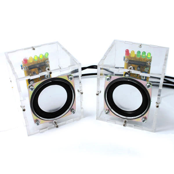DIY Transparent Mini Amplifier Speaker Kit 65x65x70mm 3W Per Channel