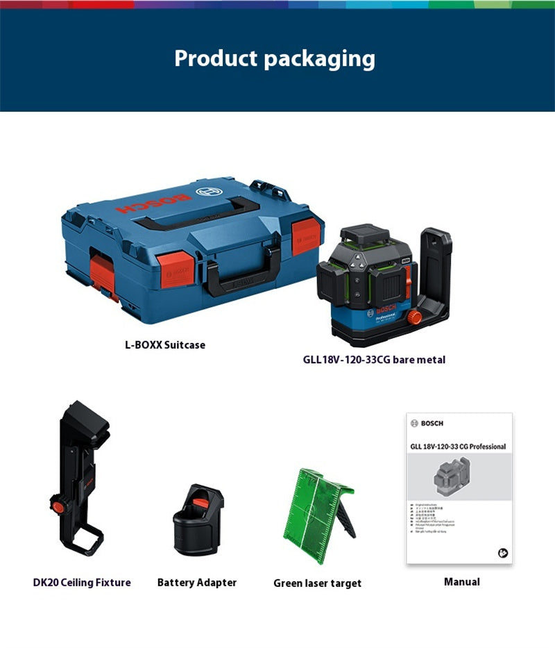 18V-120-33 CG Laser Level 12 Lines 35m Range Extendable to 120m High Precision ± 0.3 mm/m Rapid Self-Leveling IP 65