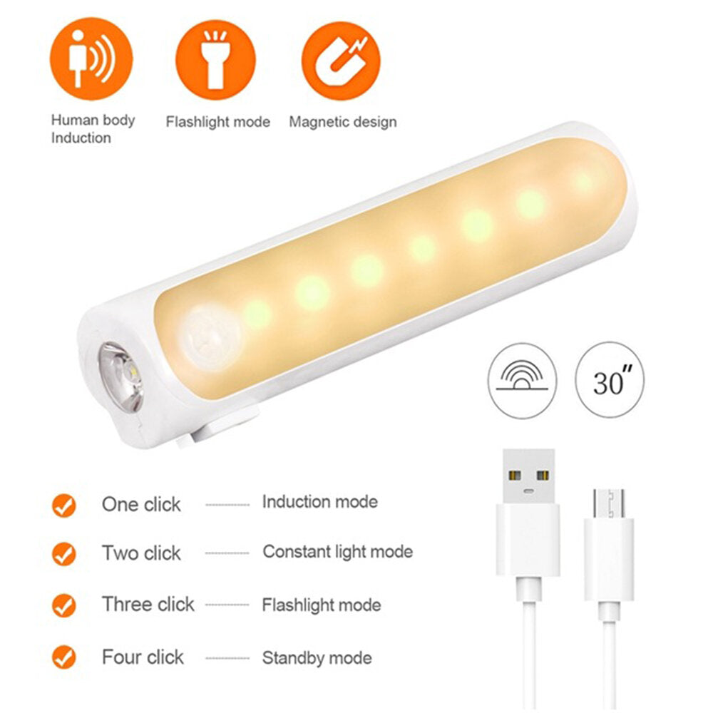 2 in 1 LED Night Light Flashlight Wireless Closet Carbinet Light Motion Sensor Automatic Opening Dimmable