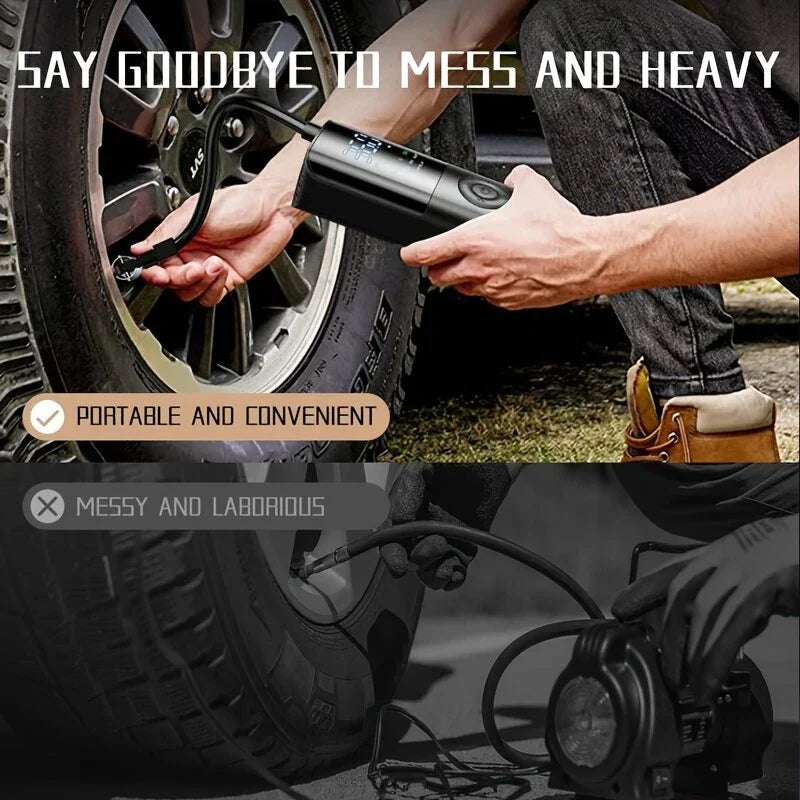 150PSI Wireless Air Pump 35W Power 4000mAh Battery Type-C LED Display 0.5KG Lightweight Mini Bike Pump for Car Bicycle Electric Scooter Basketball
