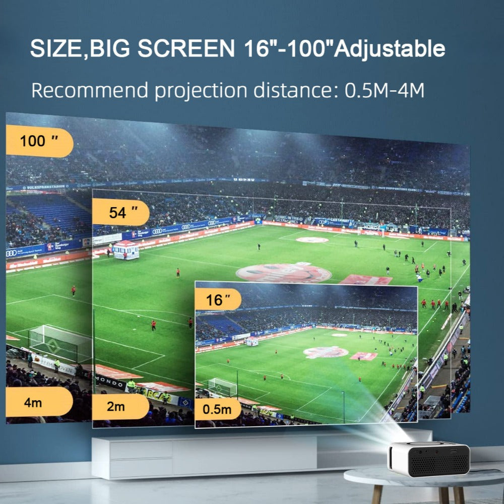 LED Smart TV Portable Home Theater USB Wire Wifi Wireless Sync Phone Game Beamer 1080P Video