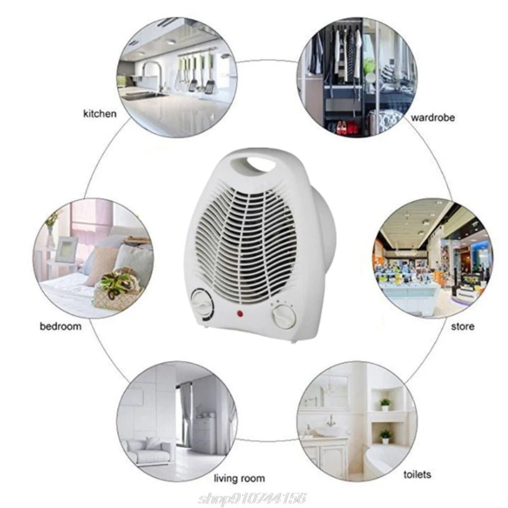 Indoor Electric Space Heater Fan - 1000W/2000W Adjustable Thermostat Ceramic Heater