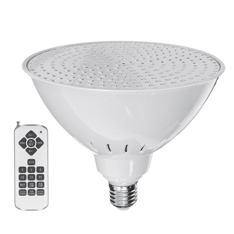 AC12V/120V E27 25W 252LED RGB Underwater Swimming Pool Light Color Change PAR38 Lamp+18 Key Remote Control