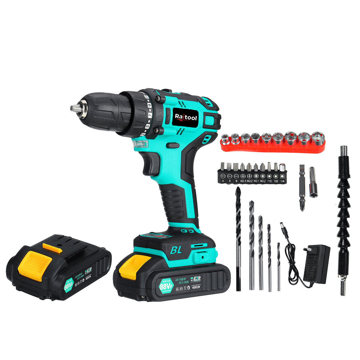 88VF LED Brushless Electric Drill 23 Torque Cordless Rechargeable Power Drill