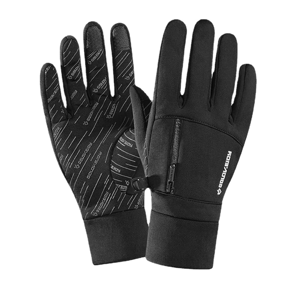 Men Winter Cycling Gloves Plus Velvet Warmth Outdoor Waterproof Windproof Touchscreen Gloves