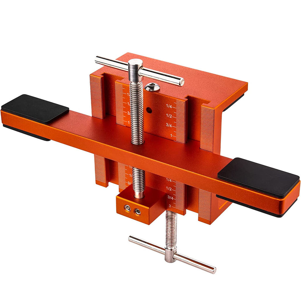 Cabinet Door Mounting Jig - Heavy-Duty Aluminum Tool for Easy Installation of Left/Right Doors, Height Adjustable, 2-3/16" Clamp