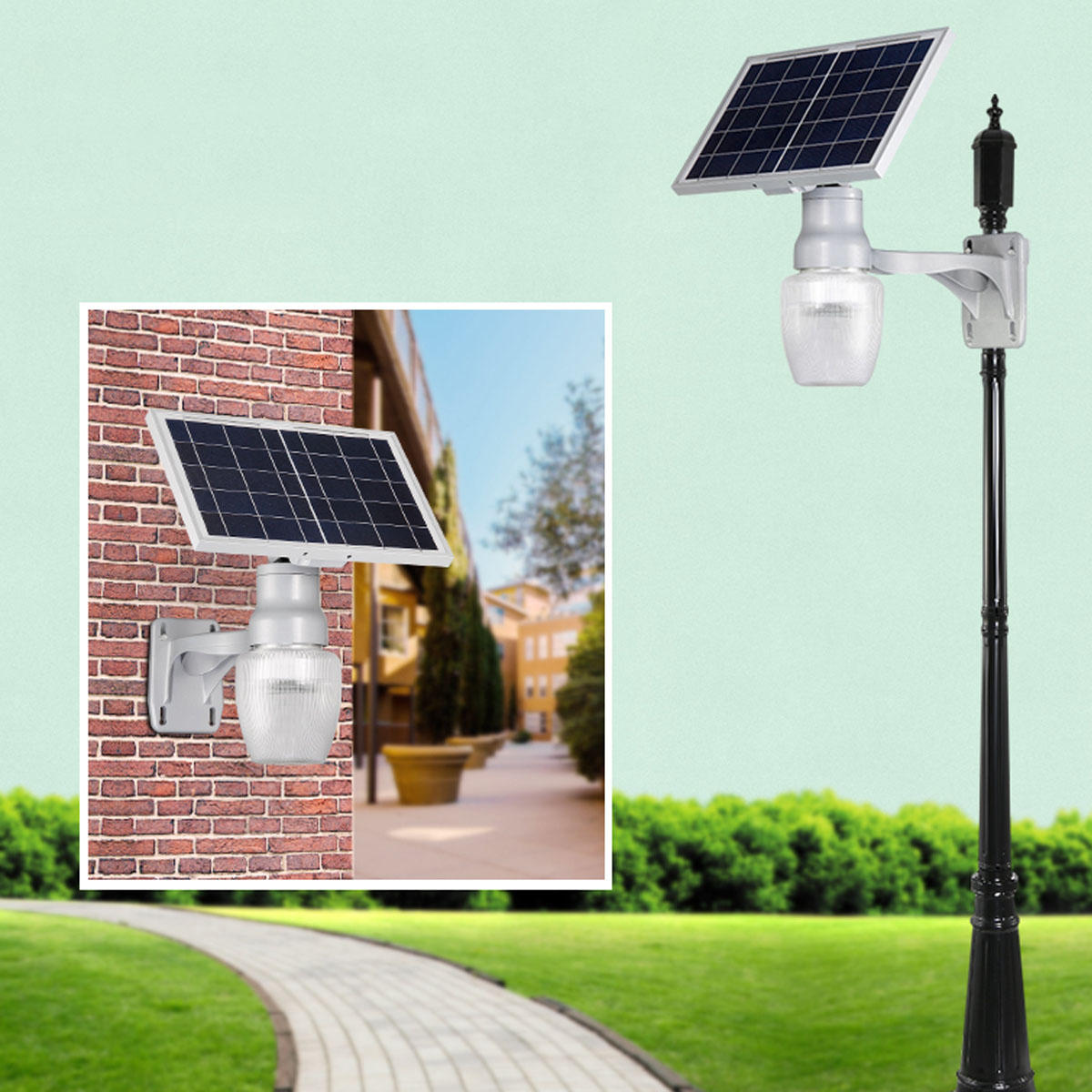 6W Solar Power LED Light Sensor LED Security Spotlight Wall Outdoor Garden Light Waterproof