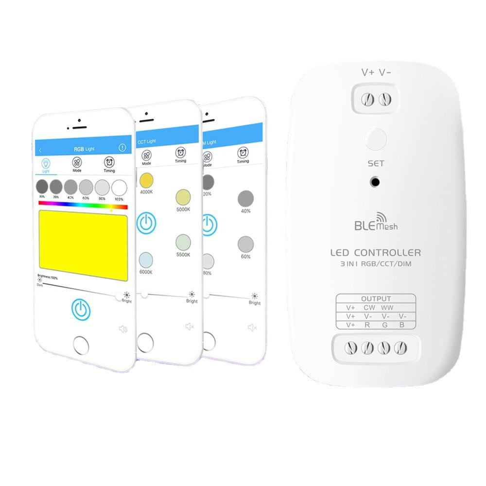 DC9V-24V RGB CCT Dimmer Timmer 3 in 1 Smart bluetooth Mesh Networking LED Strip Light Controller