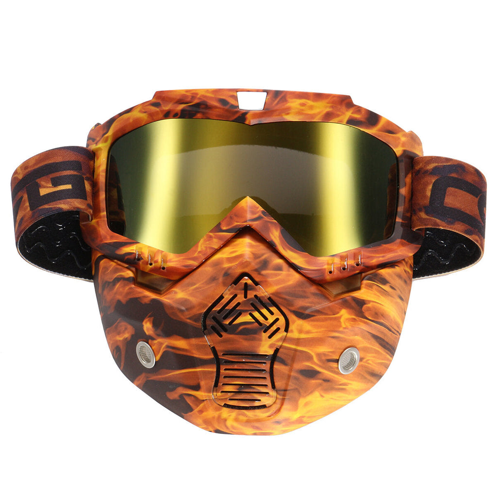 Detachable Modular Mask Shield Goggles Full Face Protect For Motorcycle Helmet