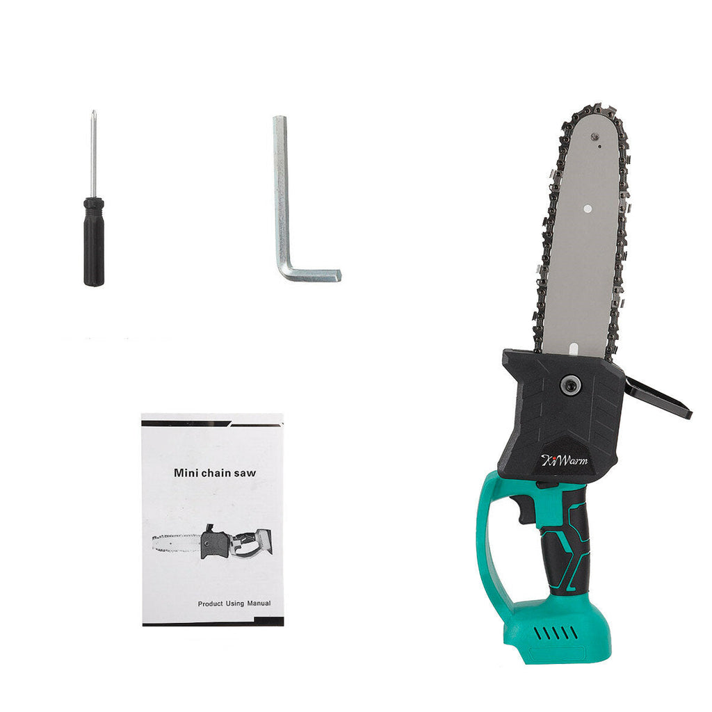 8 Inch Portable Electric Saw Pruning Chain Saw Rechargeable Woodworking Power Tools Wood Cutter Green