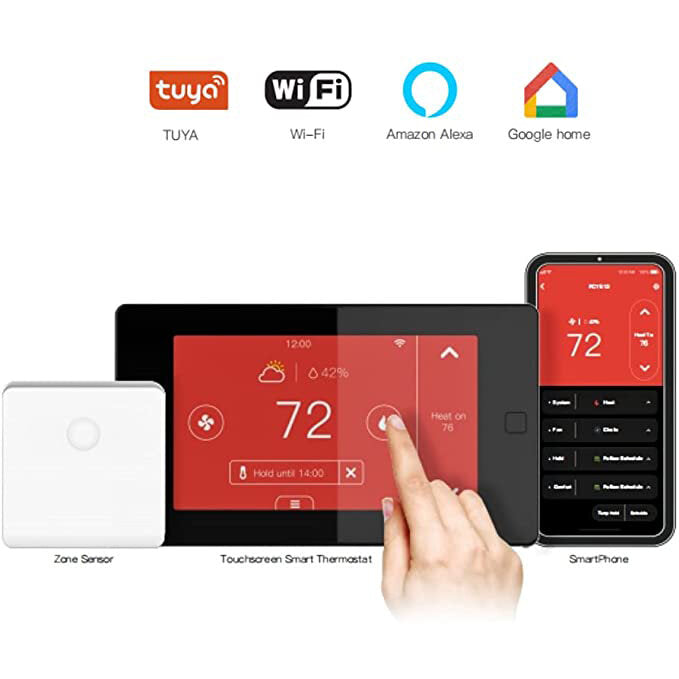 Smart WiFi Programmable Touchscreen Thermostat Smart Home  7 Day/4 Periods Compatible with Alexa and Google Assistant North America