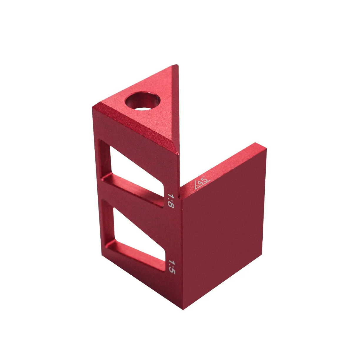 45/90 Degree Center Finder Square Jig - Precision Aluminum Alloy Ruler for Woodworking Measurements, Red