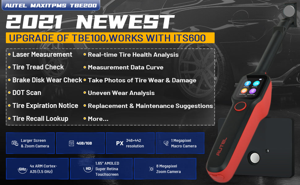 Tire Tread Laser Detector Brake Disc Wear Thickness Diagnostic Instrument Tool Compatible With ITS600