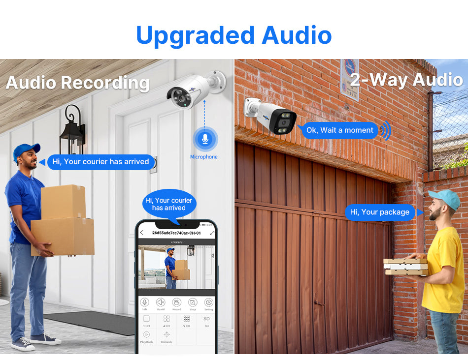 8CH PoE Security CCTV Camera System Set Colorful Night Vision 2-way Audio APP Remote Monitoring H.265 AI Face Detection IP66 Waterproof Outdoors IP Camera NVR Set