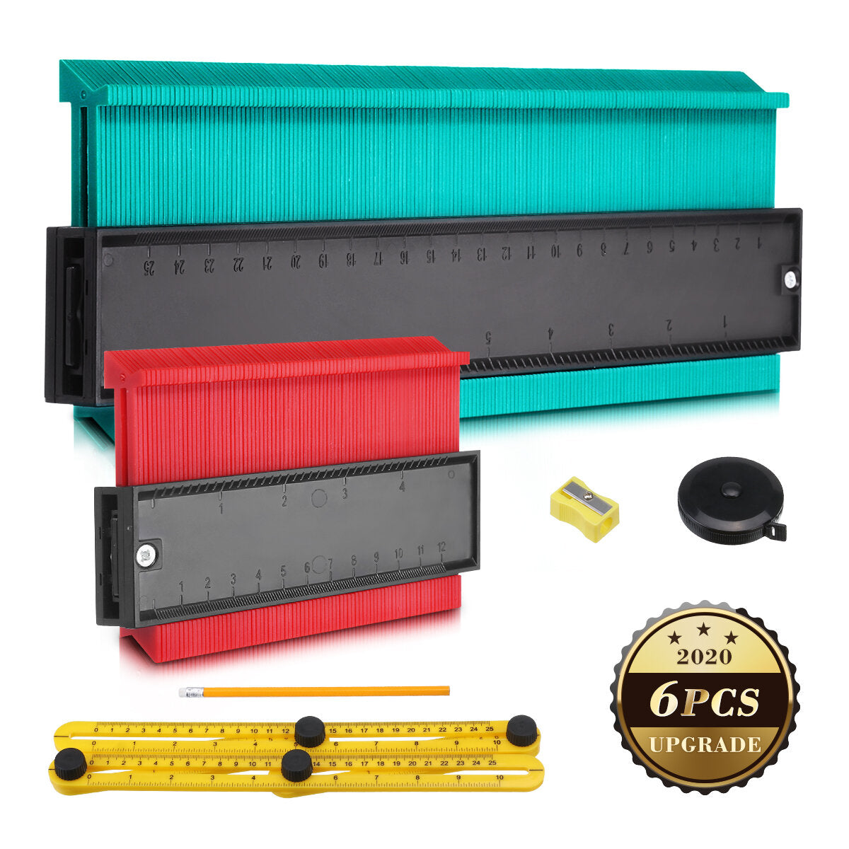 5-inch and 10-inch ProfIile Gauge Contour Duplications Copy Tool Measuring Ruler Set with Multi Accessories