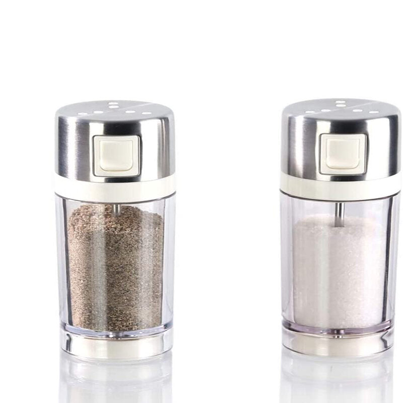 2PCS Automatic Opening Closing Salt Pepper Shakers Seasoning Bottle Set