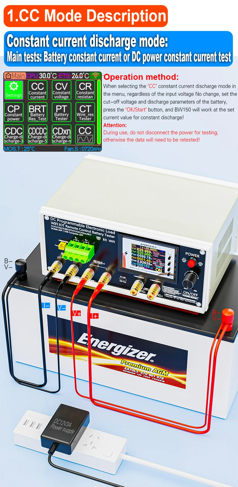 Electronic Load Tester 150/300/450/600W WiFi Tuya 0-200V 50A Battery Capacity Monitor Programmable Discharge Tool IPS Display High Precision Bluetooth Connection
