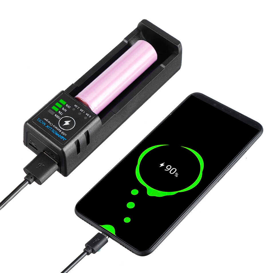 2 in1 USB Charging Mini Battery Charger Portable Mobile Phone Power Bank Current Optional Charger For 18650 21700 26650 14500 Li-ion Battery