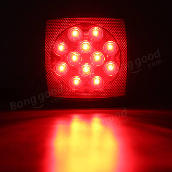12V LED Square Trailer Tail Lights Truck Brake Stop Lamp Stud Mount Universal