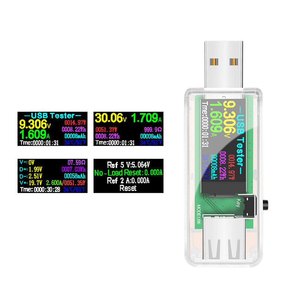 USB Tester DC Digital Voltmeter Power Bank Charger Indicator Voltage Current Meter Clear